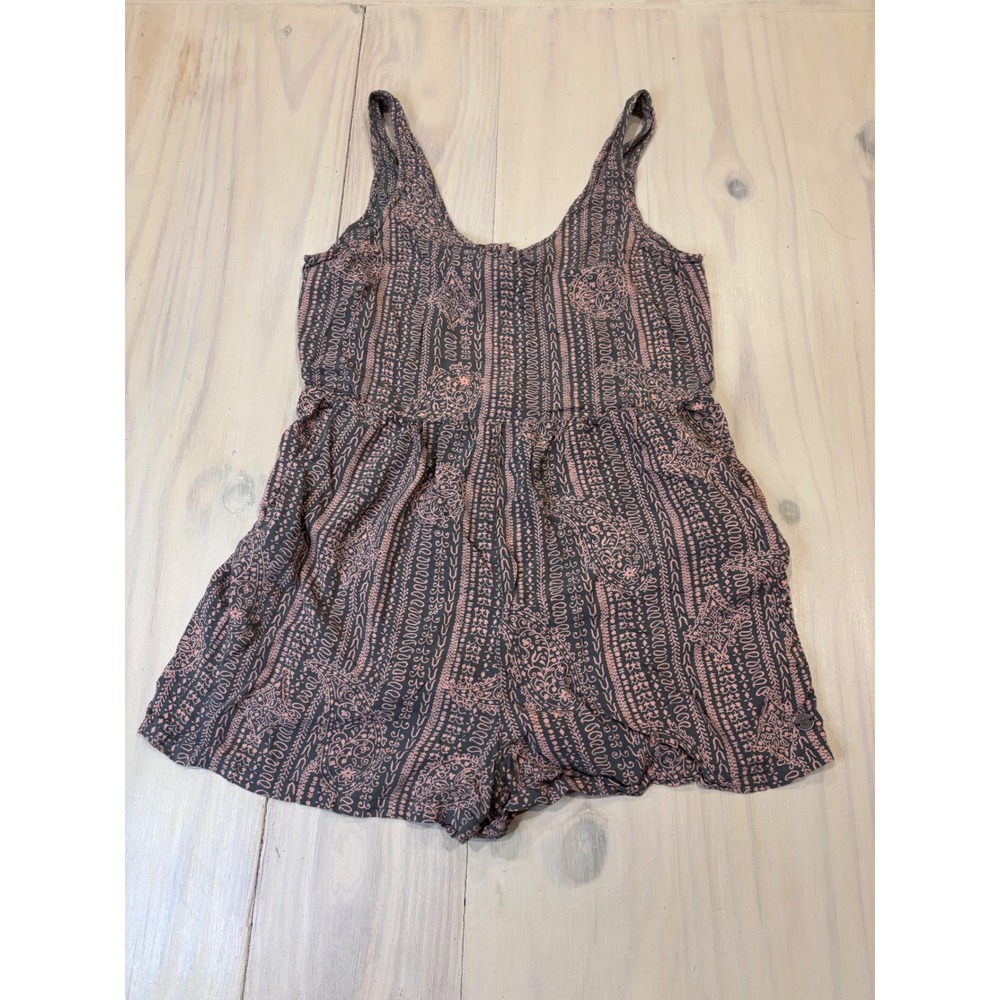 Roxy Womens Paisley Print Sleeveless Romper Grey Pink‎ XS ARJWD03103 EUC  Beach